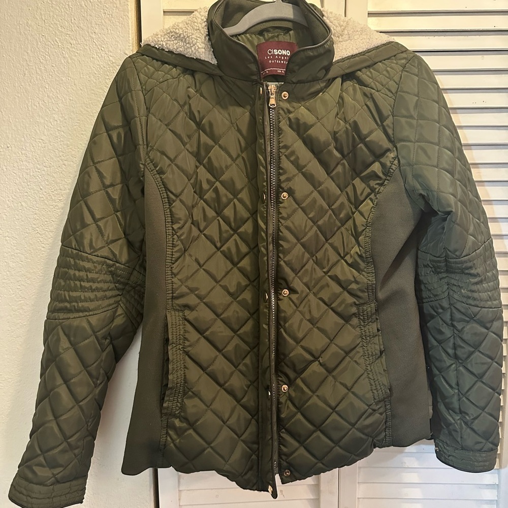 Ci Sono Olive Quilted Puffer Jacket Size USA XL